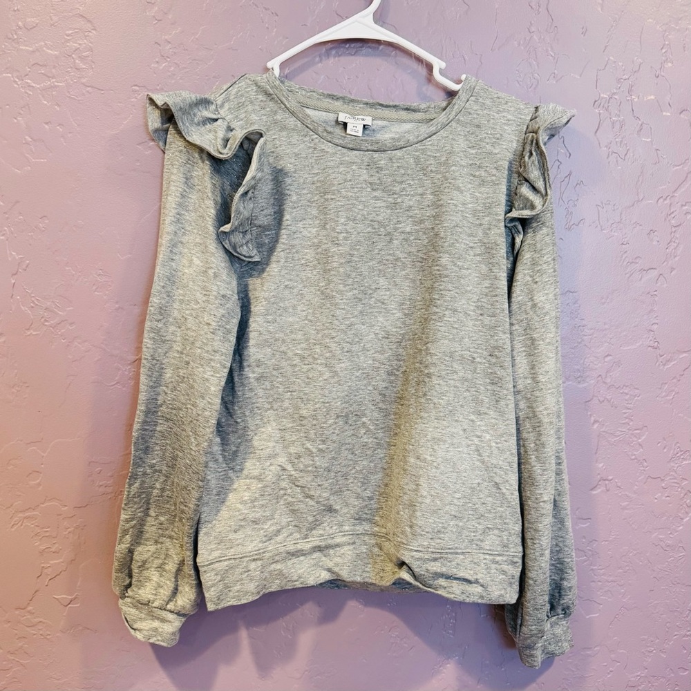 J. Crew Gray Ruffle Sparkle Sweatshirt - M ❤️
